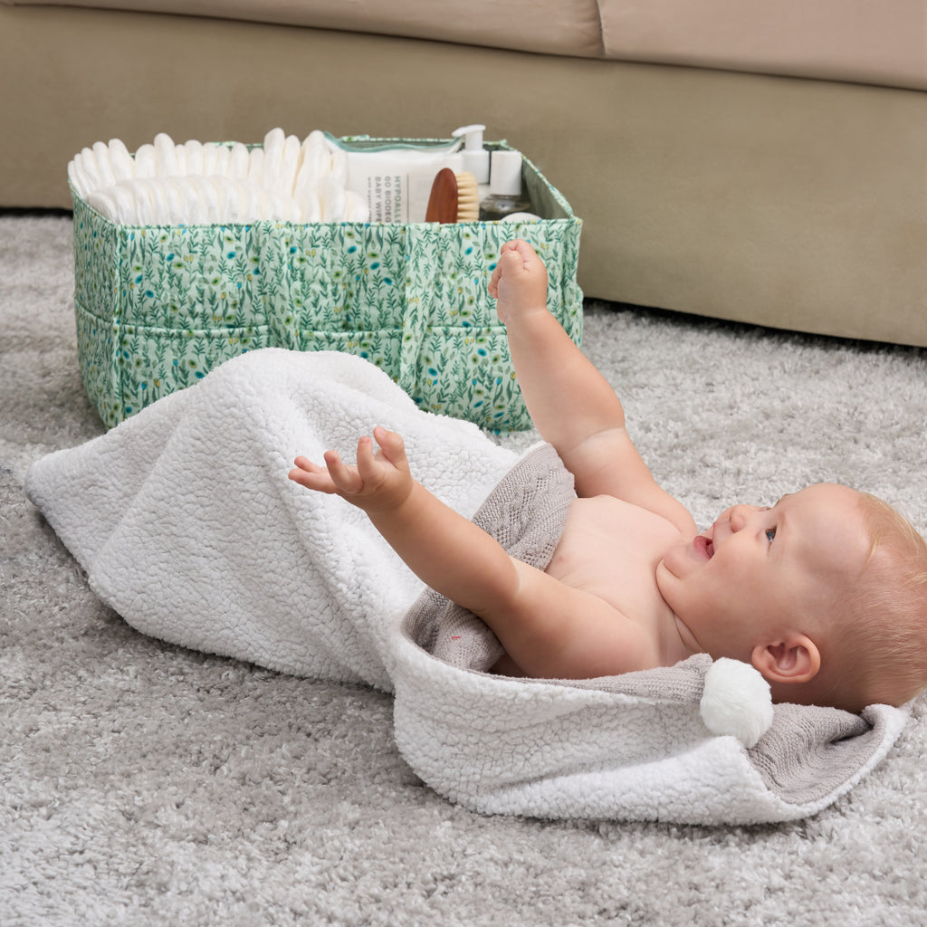 Organic Cotton Nappy Caddy - Spring Green