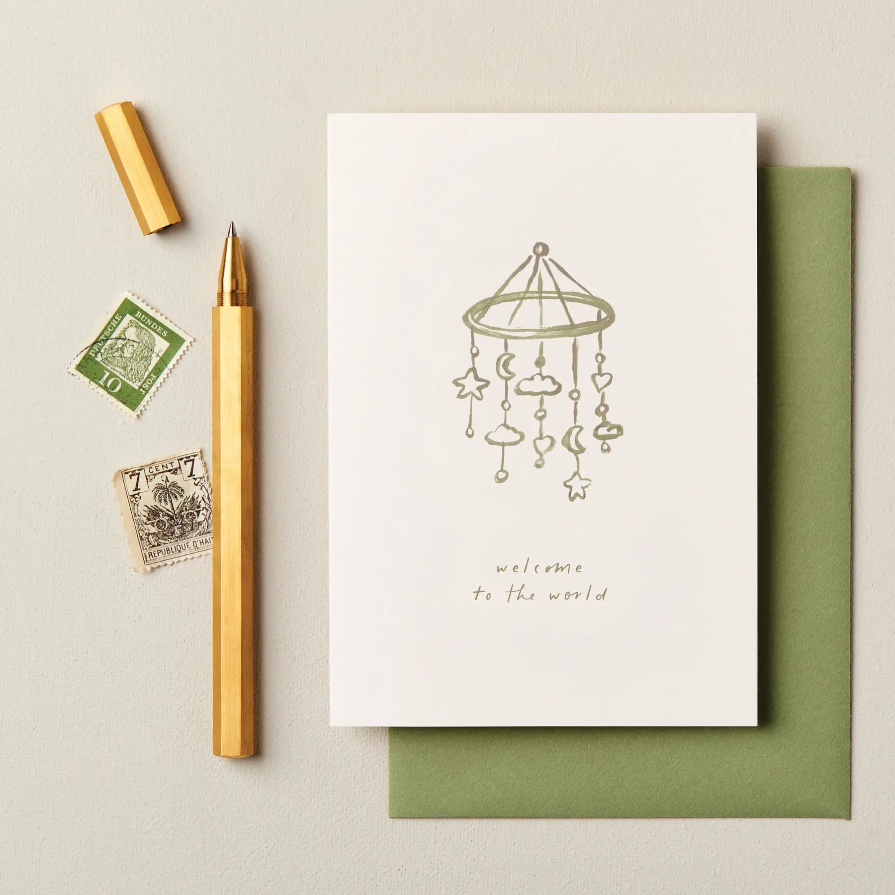 Welcome new baby card with option for handwritten gift message