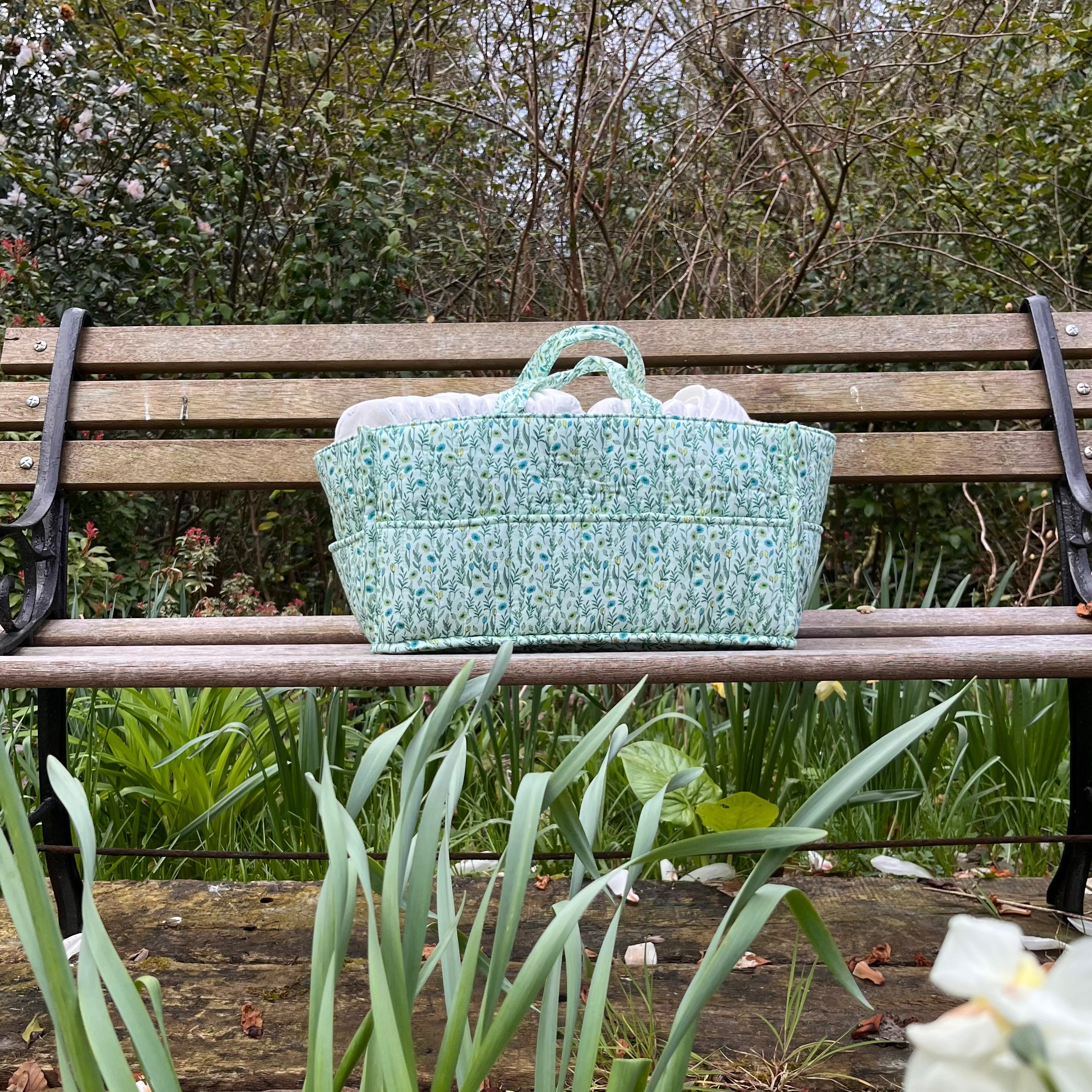 Organic Cotton Nappy Caddy - Spring Green