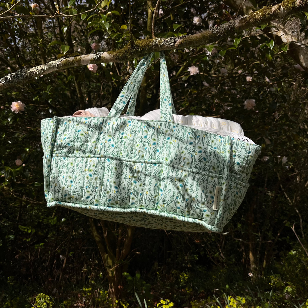 Organic Cotton Nappy Caddy - Spring Green