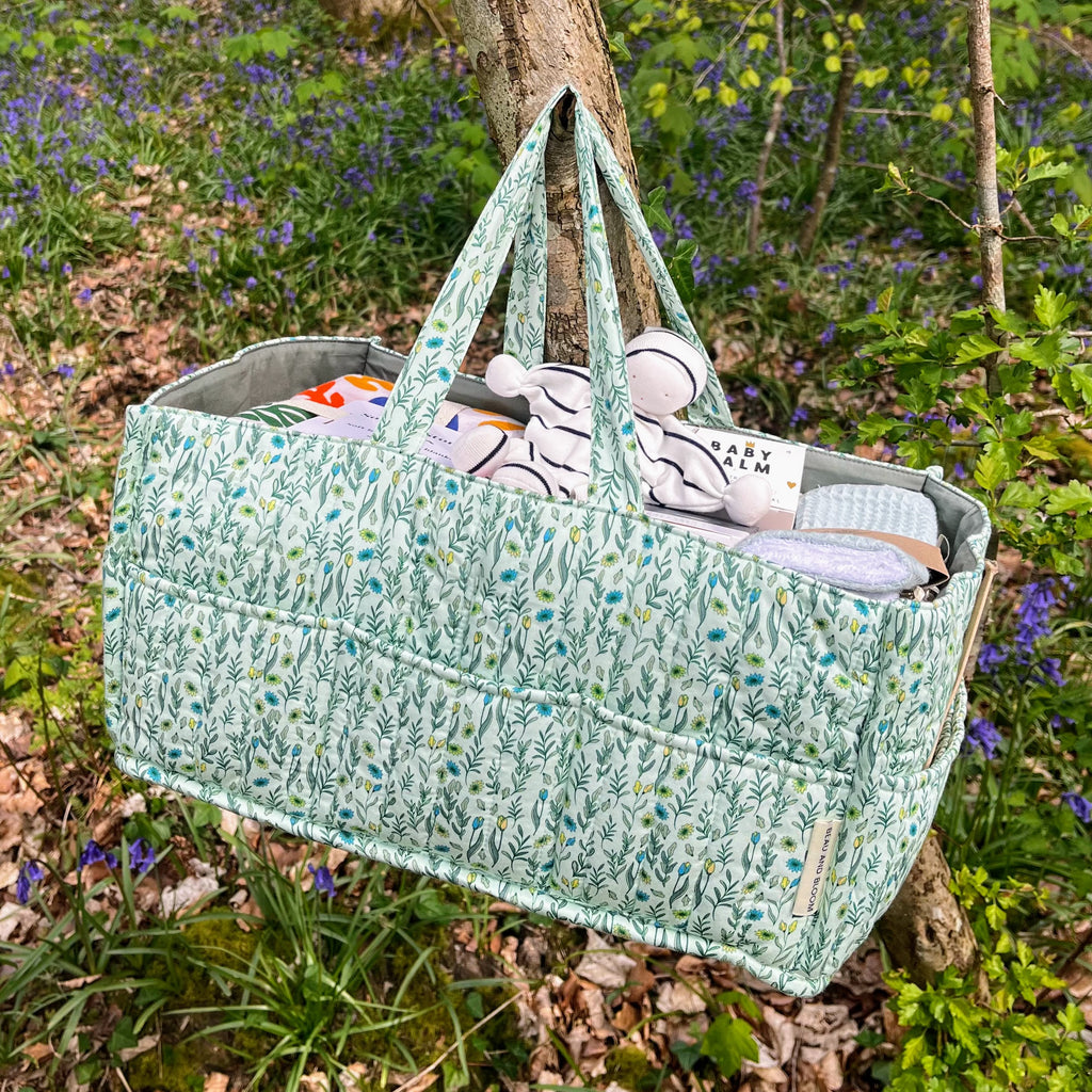 Organic Cotton Nappy Caddy - Spring Green