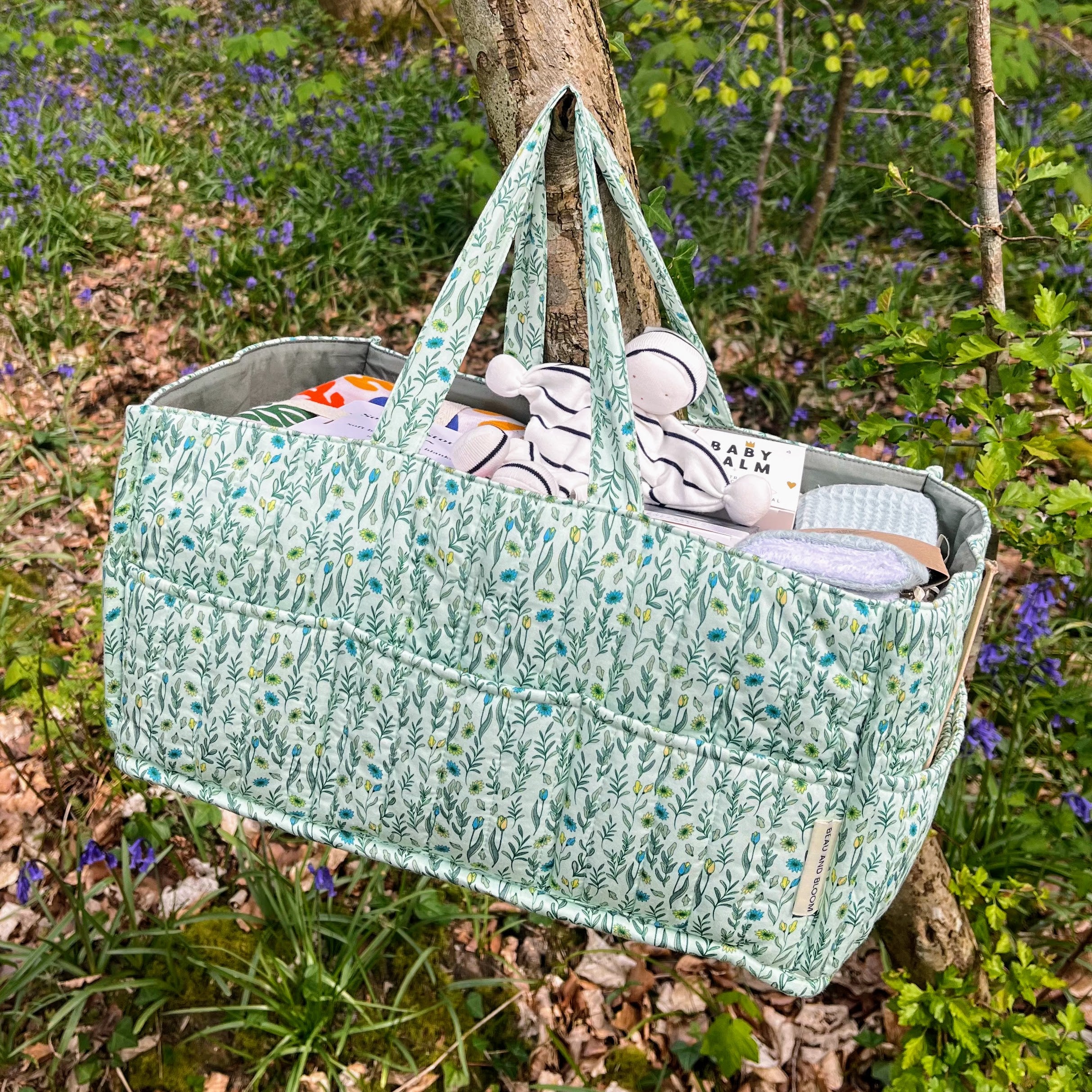 Organic Cotton Nappy Caddy - Spring Green